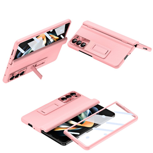 Samsung Galaxy Z Fold5 5G Shell-membrane Integrated Hinge All-around Leather Folding Phone Case - Pink
