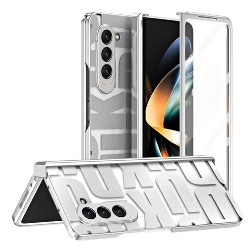 Samsung Galaxy Z Fold5 Integrated Electroplating Folding Phone Case with Hinge - Silver
