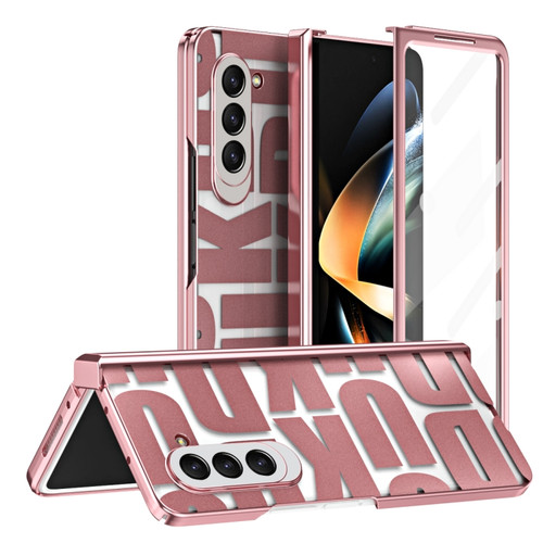 Samsung Galaxy Z Fold5 Integrated Electroplating Folding Phone Case with Hinge - Rose Gold