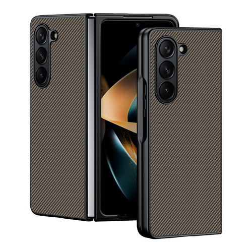 Samsung Galaxy Z Fold5 Ultra-thin Carbon Fiber Texture Printing Phone Case - Gold