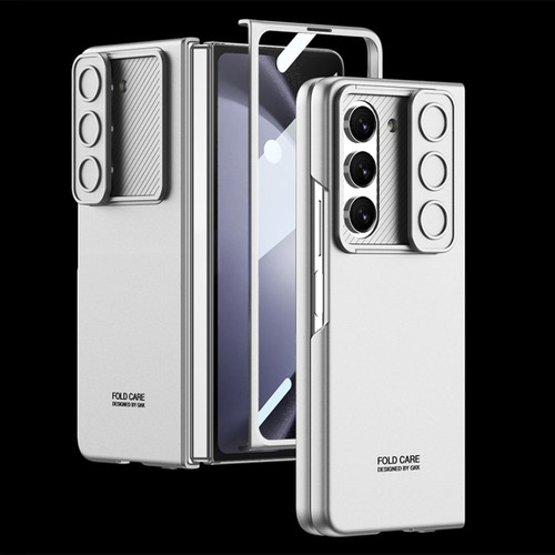 Samsung Galaxy Z Fold5 GKK Integrated Ultra-thin Sliding Camshield Flip Phone Case - Silver