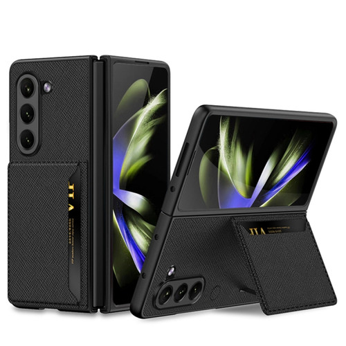 Samsung Galaxy Z Fold5 GKK Ultra-thin Leather Phone Case with Card Slots - Cross Texture