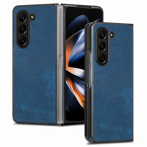 Samsung Galaxy Z Fold5 Skin-feel Solid Color PU Back Cover Phone Case - Blue