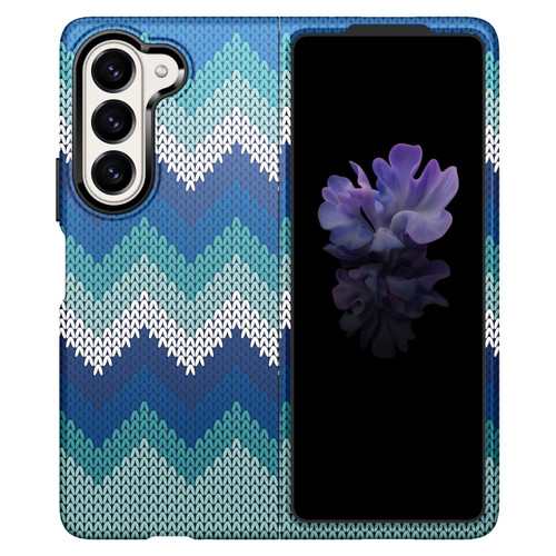 Samsung Galaxy Z Fold5 Textile Texture Matte Ultra-thin Folding Phone Case - Sea ??Blue