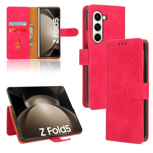 Samsung Galaxy Z Fold5 Skin Feel Magnetic Flip Leather Phone Case - Rose Red