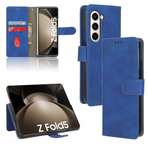 Samsung Galaxy Z Fold5 Skin Feel Magnetic Flip Leather Phone Case - Blue