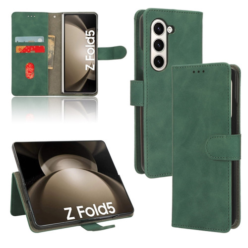 Samsung Galaxy Z Fold5 Skin Feel Magnetic Flip Leather Phone Case - Green