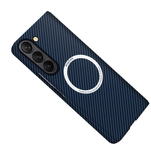 Samsung Galaxy Z Fold5 Carbon Fiber Texture MagSafe Magnetic Phone Case - Blue