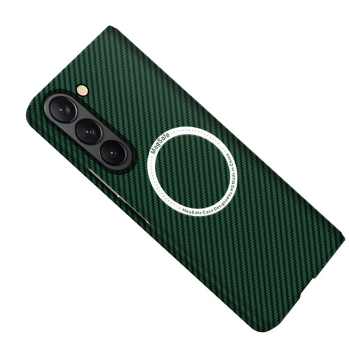 Samsung Galaxy Z Fold5 Carbon Fiber Texture MagSafe Magnetic Phone Case - Green