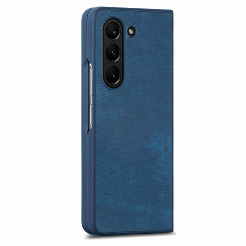 Samsung Galaxy Z Fold5 5G Integrated Film Retro Skin Feel Fold Leather Phone Case - Blue