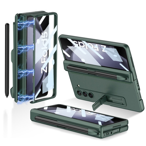 Samsung Galaxy Z Fold5 GKK Full Coverage Magnetic Fold Hinge Phone Case with Pen Slots - Night Green