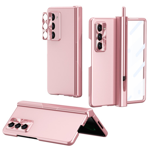 Samsung Galaxy Z Fold5 Electroplating Hinged Folding Phone Case with S Pen Fold Edtion - Pink