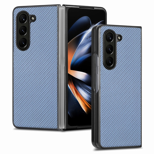 Samsung Galaxy Z Fold5 Carbon Fiber Texture Back Cover Phone Case - Blue