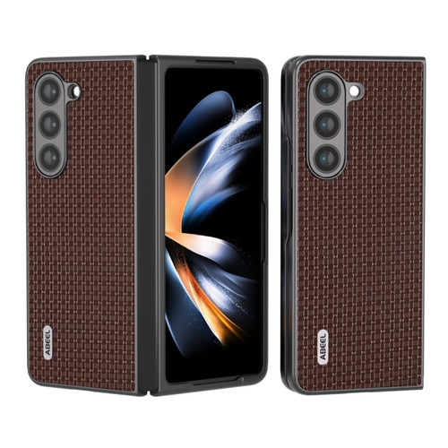 Samsung Galaxy Z Fold5 ABEEL Genuine Leather Luxury Series Phone Case - Coffee