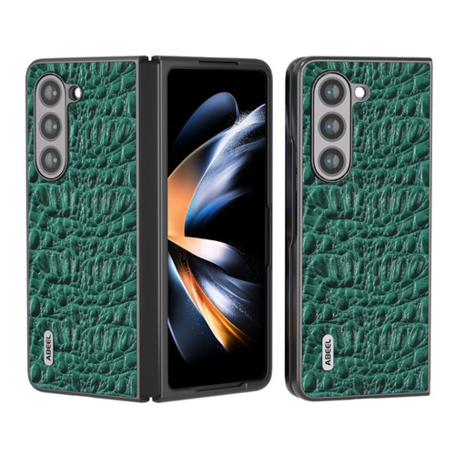 Samsung Galaxy Z Fold5 ABEEL Genuine Leather Sky Series Black Edge Phone Case - Green