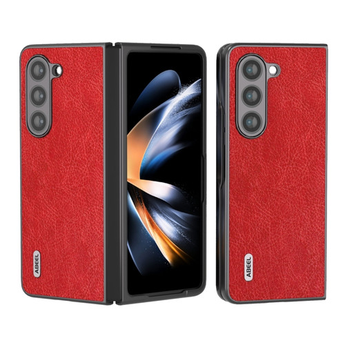 Samsung Galaxy Z Fold5 ABEEL Retro Litchi Texture PU Phone Case - Red