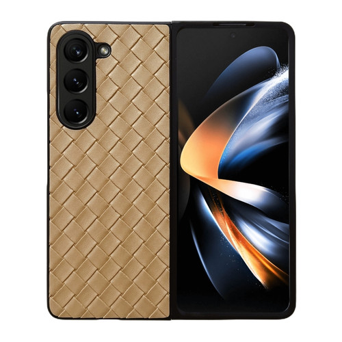 Samsung Galaxy Z Fold5 5G Woven Texture Folding Phone Case - Gold