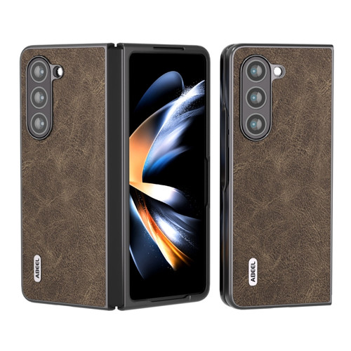 Samsung Galaxy Z Fold5 ABEEL Dream Litchi Texture PU Phone Case - Khaki