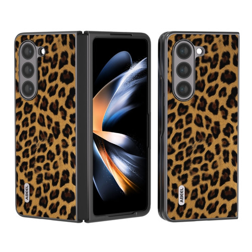 Samsung Galaxy Z Fold5 ABEEL Black Edge Leopard Phone Case - Golden