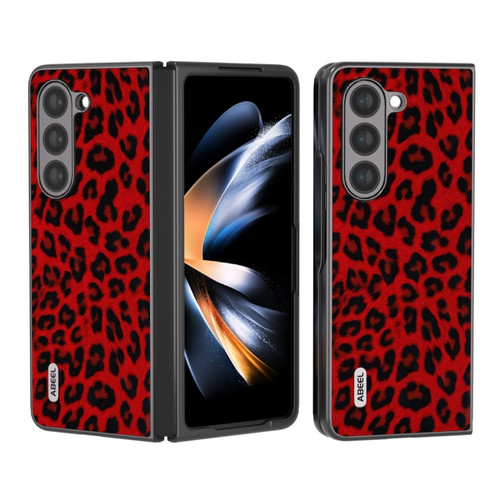 Samsung Galaxy Z Fold5 ABEEL Black Edge Leopard Phone Case - Red