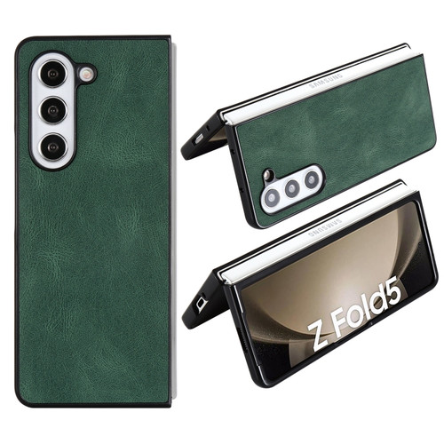Samsung Galaxy Z Fold5 Folding Leather Phone PC Case - Pine Needle Green