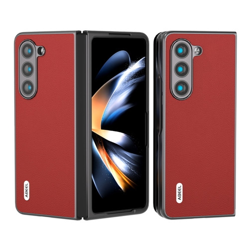 Samsung Galaxy Z Fold5 ABEEL Genuine Leather Luolai Series Phone Case - Red