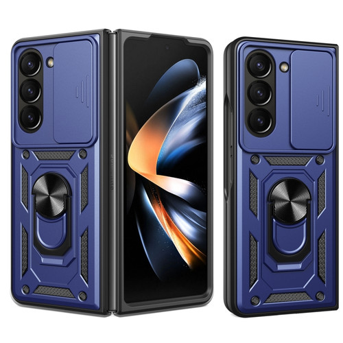 Samsung Galaxy Z Fold5 Sliding Camera Cover Design TPU+PC Phone Case - Blue