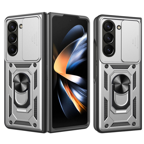 Samsung Galaxy Z Fold5 Sliding Camera Cover Design TPU+PC Phone Case - Silver