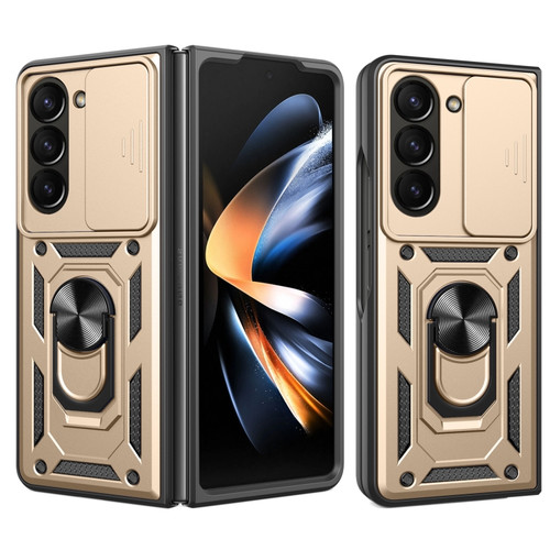 Samsung Galaxy Z Fold5 Sliding Camera Cover Design TPU+PC Phone Case - Gold