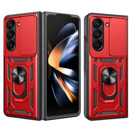 Samsung Galaxy Z Fold5 Sliding Camera Cover Design TPU+PC Phone Case - Red