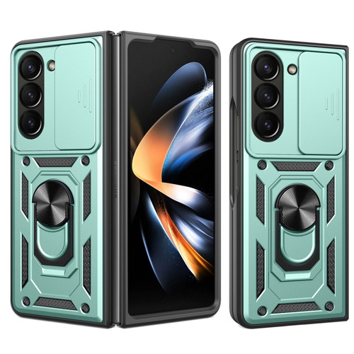 Samsung Galaxy Z Fold5 Sliding Camera Cover Design TPU+PC Phone Case - Green