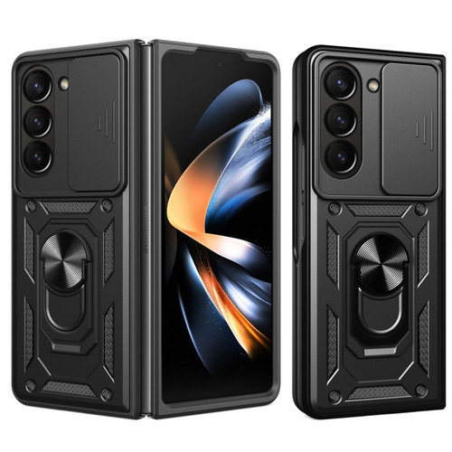 Samsung Galaxy Z Fold5 Sliding Camera Cover Design TPU+PC Phone Case - Black