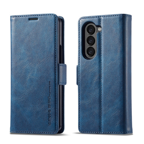 Samsung Galaxy Z Fold5 LC.IMEEKE RFID Anti-theft Leather Phone Case - Blue