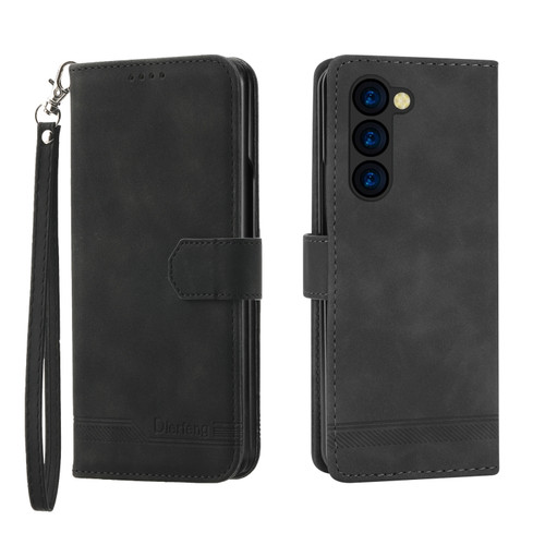 Samsung Galaxy Z Fold5 Dierfeng Dream Line TPU + PU Leather Phone Case - Black