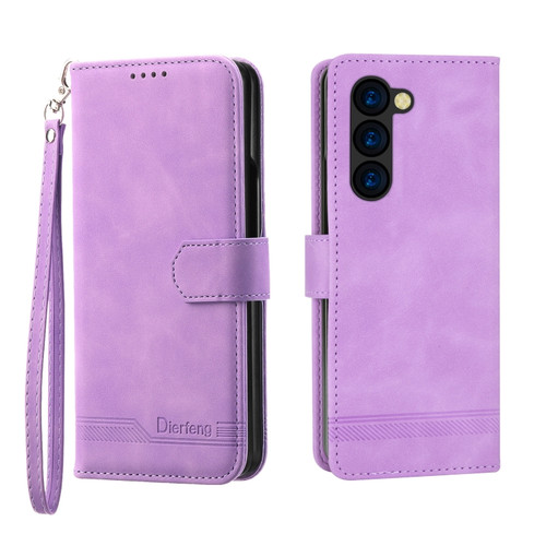 Samsung Galaxy Z Fold5 Dierfeng Dream Line TPU + PU Leather Phone Case - Purple