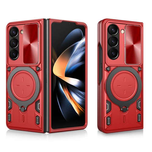 Samsung Galaxy Z Fold5 CD Texture Sliding Camshield Magnetic Holder Phone Case - Red