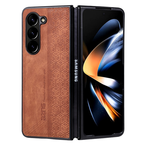 Samsung Galaxy Z Fold5 AZNS 3D Embossed Skin Feel Phone Case - Brown