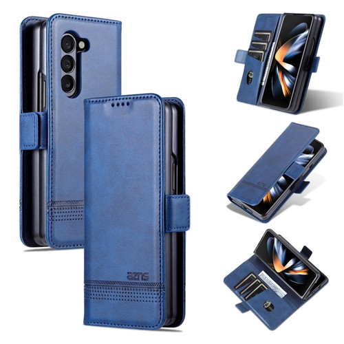 Samsung Galaxy Z Fold5 5G AZNS Magnetic Calf Texture Flip Leather Phone Case - Dark Blue