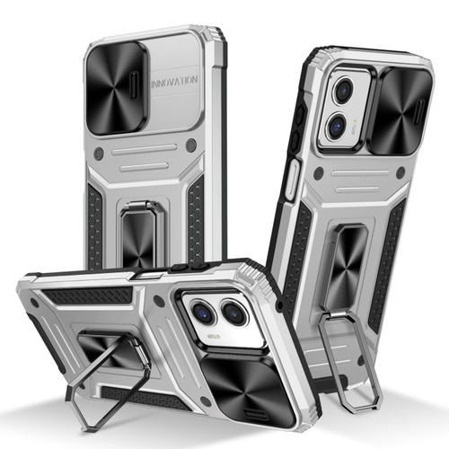 Moto G 5G 2023 Camshield Robot TPU Hybrid PC Phone Case - Silver