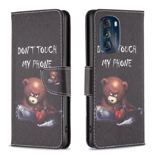 Moto G 5G 2023 Colored Drawing Pattern Leather Phone Case - Bear