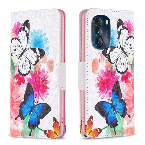 Moto G 5G 2023 Colored Drawing Pattern Leather Phone Case - Butterflies