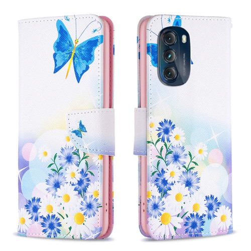 Moto G 5G 2023 Colored Drawing Pattern Leather Phone Case - Butterfly Love