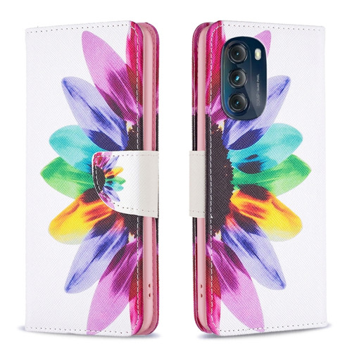 Moto G 5G 2023 Colored Drawing Pattern Leather Phone Case - Sun Flower