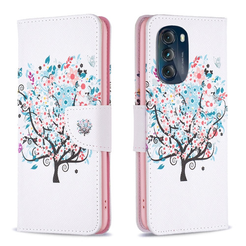 Moto G 5G 2023 Colored Drawing Pattern Leather Phone Case - Tree