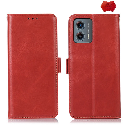 Moto G 5G 2023 Crazy Horse Top Layer Cowhide Leather Phone Case - Red