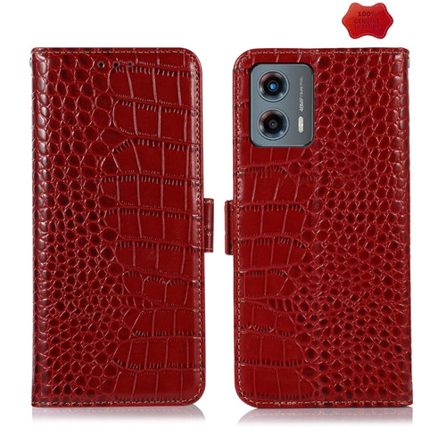 Moto G 5G 2023 Crocodile Top Layer Cowhide Leather Phone Case - Red