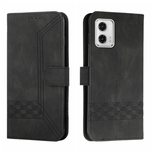 Moto G 5G 2023 Cubic Skin Feel Flip Leather Phone Case - Black