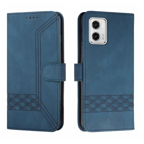 Moto G 5G 2023 Cubic Skin Feel Flip Leather Phone Case - Blue