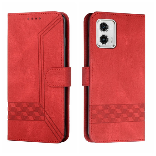 Moto G 5G 2023 Cubic Skin Feel Flip Leather Phone Case - Red