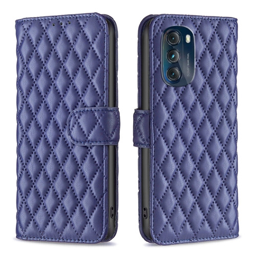 Moto G 5G 2023 Diamond Lattice Wallet Leather Flip Phone Case - Blue